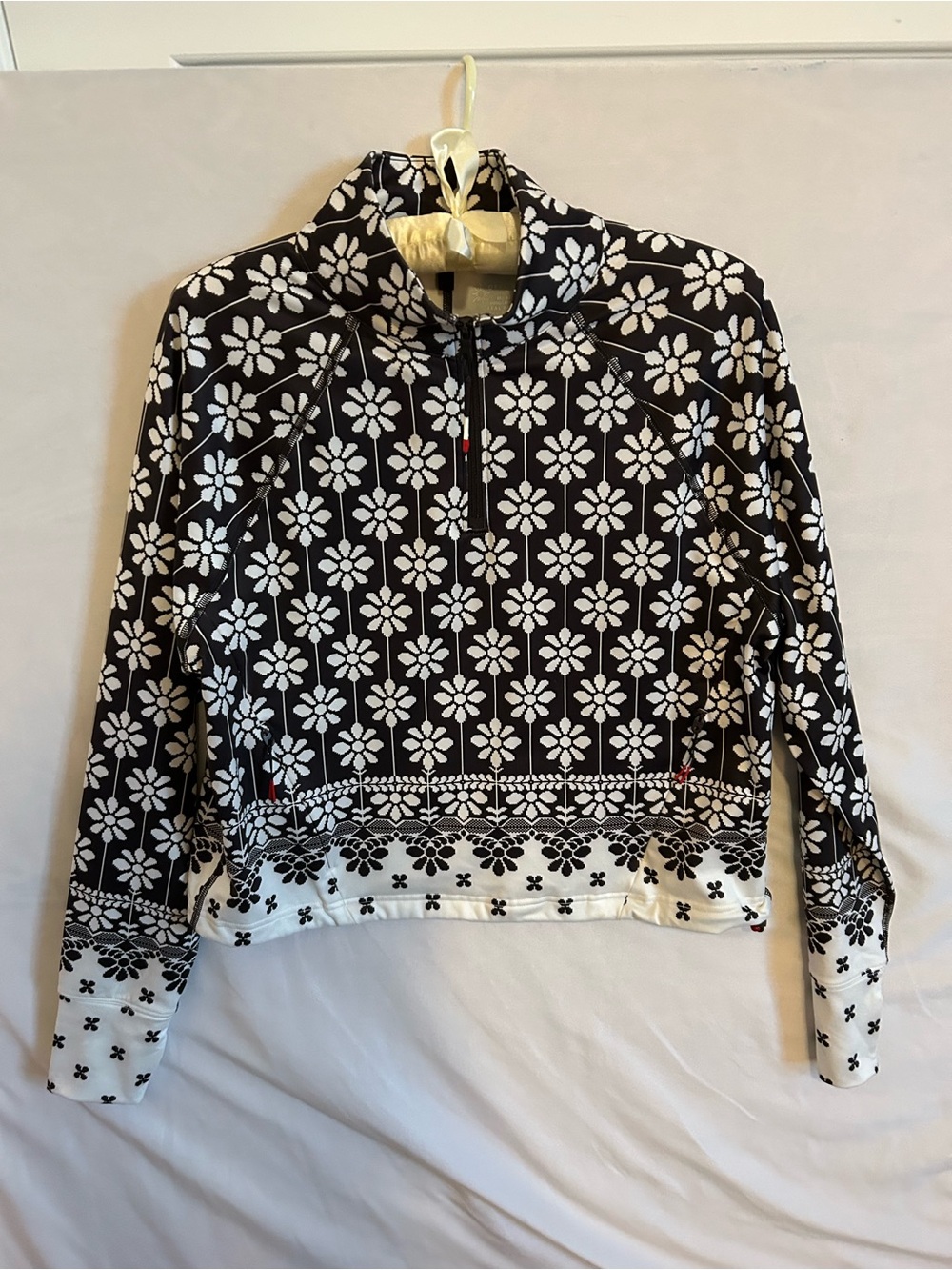 Offline by aerie Espresso and White Floral Quarter-Zip Activewear Jacket
